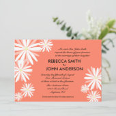 Invitation Mariage orange avec marguerites blanches (Debout devant)