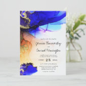 Invitation Mariage orange bleu moderne (Debout devant)