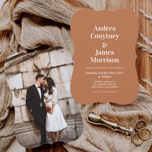 Invitation Mariage orange brûlé automne