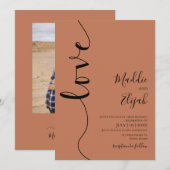 Invitation Mariage, Orange Brûlé, Élégant, Simple, Typographi (Devant / Derrière)