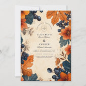 Invitation Mariage Orange Brûlé et Baies Navy (Devant)