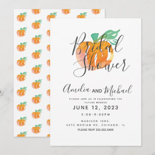 Invitation Mariage Orange Citrouille Aquarelle Main