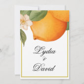Invitation Mariage Orange Citrus Élégant été (Dos)