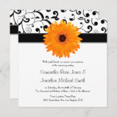 Invitation Mariage orange de conception de rouleau de noir de (Devant / Derrière)