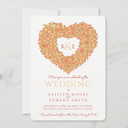 Invitation Mariage orangé des tulipes de printemps (Devant)