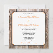 Invitation Mariage orange en bois de ruban de grange de (Dos)
