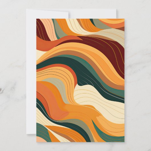 Invitation Mariage orange en terre cuite Abstraite rétro (Dos)