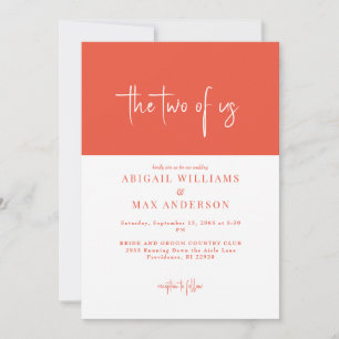 Invitation Mariage Orange et Blanc à Deux