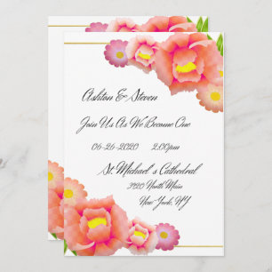 Invitation Mariage orange et pêche