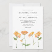 Invitation Mariage Orange Floral Aquarelle Poppies (Devant)