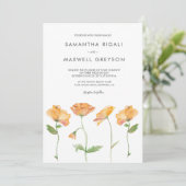 Invitation Mariage Orange Floral Aquarelle Poppies (Debout devant)