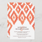 Invitation Mariage Orange Ikat (Devant / Derrière)