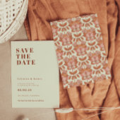 Invitation Mariage Orange inspiré les années 70 Retro Enregis