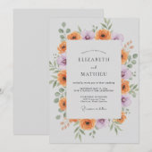 Invitation Mariage Orange Lilac Ranunculus Eucalyptus (Devant / Derrière)