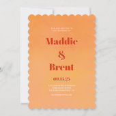 Invitation Mariage orange moderne brillant et gras (Devant)