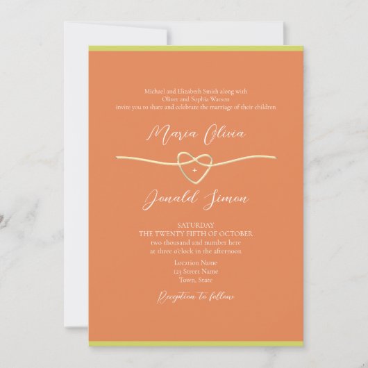 Invitation Mariage orange pastel violet (Devant)