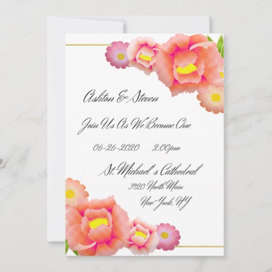 Invitation Mariage Orange & Pêche (Devant)