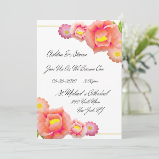 Invitation Mariage Orange & Pêche (Debout devant)