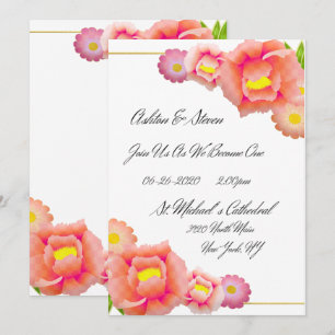 Invitation Mariage Orange & Pêche