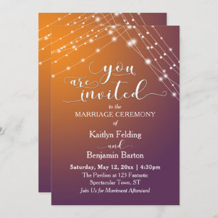 Invitation Mariage orange Plum Ombre & Lumineuses, b