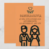 Invitation Mariage orange profond (Devant / Derrière)