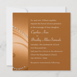 Invitation Mariage Orange Shimmer torrents et cristaux