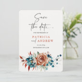 Invitation Mariage orange turquoise et brûlé Enregistrer la d (Debout devant)