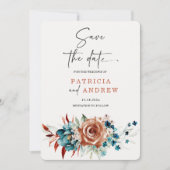 Invitation Mariage orange turquoise et brûlé Enregistrer la d (Devant)