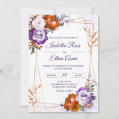 Invitation Mariage orange violet brûlé (Devant)