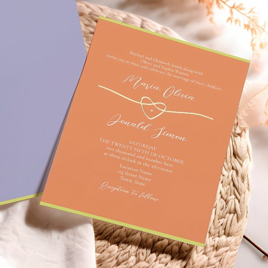 Invitation Mariage Orange Violet Pastel