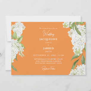 Invitation Mariage Orange White Hydrangeas