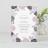 Invitation Mariage Orchidée Ardoise Rose (Debout devant)
