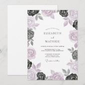 Invitation Mariage Orchidée Ardoise Rose (Devant / Derrière)