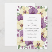 Invitation Mariage Orchidée Beurre Améthyste (Devant / Derrière)