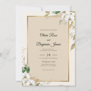 Invitation Mariage Orchidée Blanche Champagne