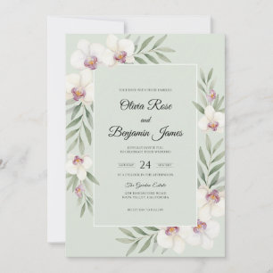 Invitation Mariage Orchidée Blanche Menthe