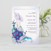 Invitation Mariage Orchidée Bleue et Arum Lily (Debout devant)