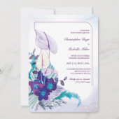 Invitation Mariage Orchidée Bleue et Arum Lily (Devant)