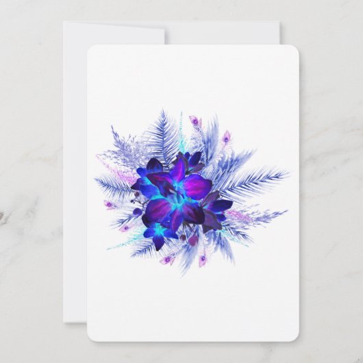 Invitation Mariage Orchidée Bleue Violette Enregistrez la Dat (Dos)