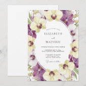 Invitation Mariage Orchidée Crème Violette (Devant / Derrière)