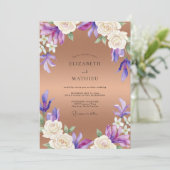 Invitation Mariage Orchidée Lavande Cuivre (Debout devant)