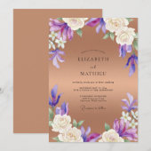 Invitation Mariage Orchidée Lavande Cuivre (Devant / Derrière)