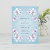 Invitation Mariage Orchidée Lilas Ciel (Debout devant)