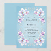 Invitation Mariage Orchidée Lilas Ciel (Devant / Derrière)