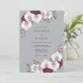 Invitation Mariage Orchidée Marron Gris (Debout devant)