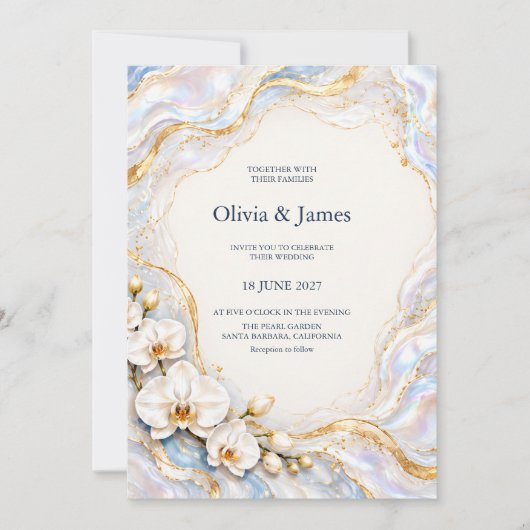 Invitation Mariage Orchidée Pearl Tide (Devant)