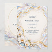 Invitation Mariage Orchidée Pearl Tide (Devant / Derrière)