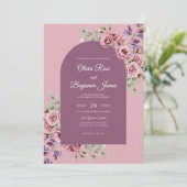 Invitation Mariage Orchidée Rose Plum (Debout devant)