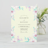 Invitation Mariage Orchidée Sarcelle Lavande (Debout devant)