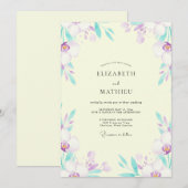 Invitation Mariage Orchidée Sarcelle Lavande (Devant / Derrière)